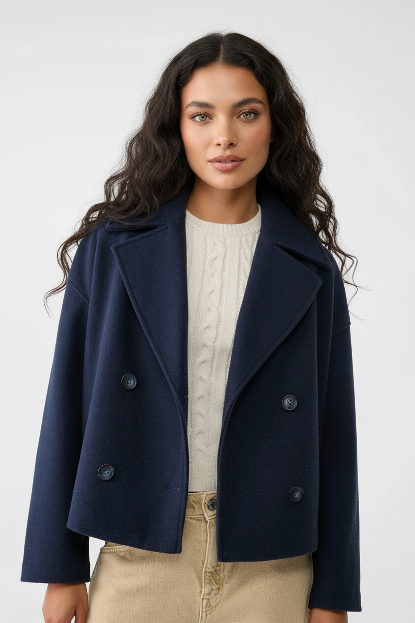 Stylish Short Women's Jacket with Double-Breasted Design - Senna