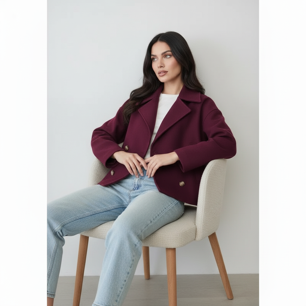 Stylish Short Women's Jacket with Double-Breasted Design - Senna