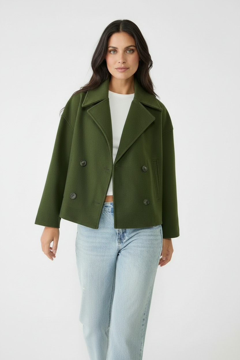 Stylish Short Women's Jacket with Double-Breasted Design - Senna