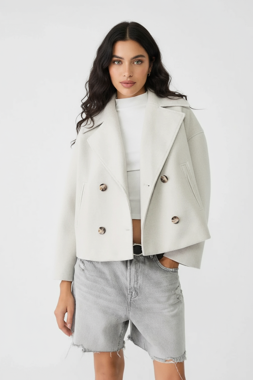 Stylish Short Women's Jacket with Double-Breasted Design - Senna