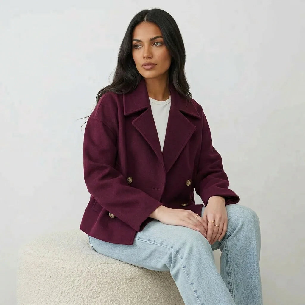 Stylish Short Women's Jacket with Double-Breasted Design - Senna