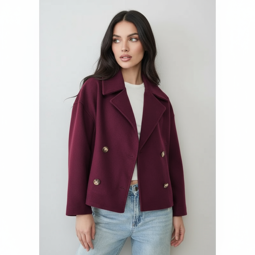 Stylish Short Women's Jacket with Double-Breasted Design - Senna