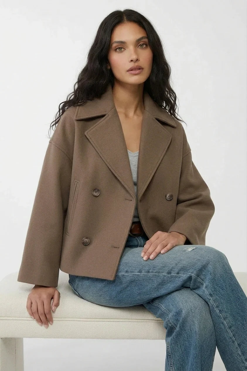 Stylish Short Women's Jacket with Double-Breasted Design - Senna