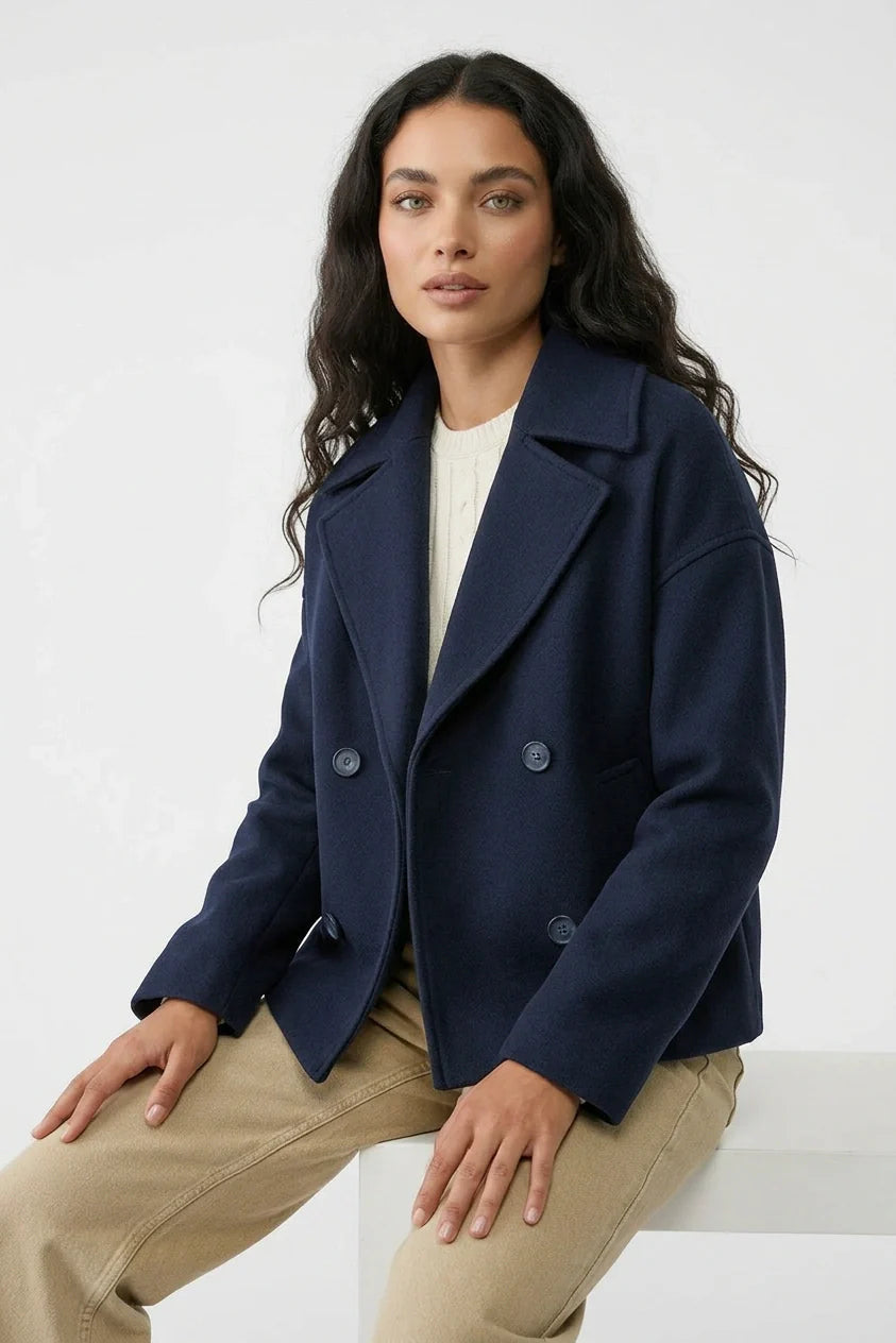 Stylish Short Women's Jacket with Double-Breasted Design - Senna
