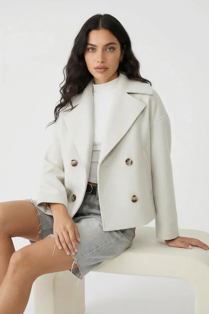 Stylish Short Women's Jacket with Double-Breasted Design - Senna