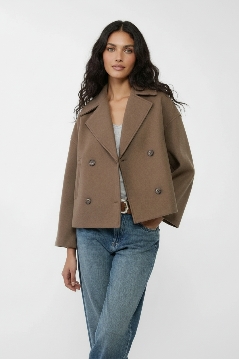 Stylish Short Women's Jacket with Double-Breasted Design - Senna