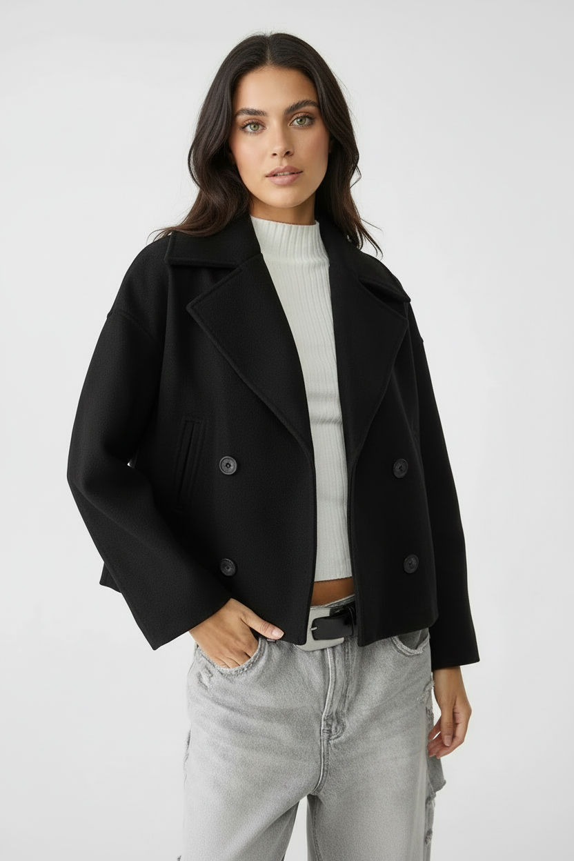 Stylish Short Women's Jacket with Double-Breasted Design - Senna