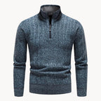 Johan - Men's Slim Fit Sweater with Quarter Zip and High Collar