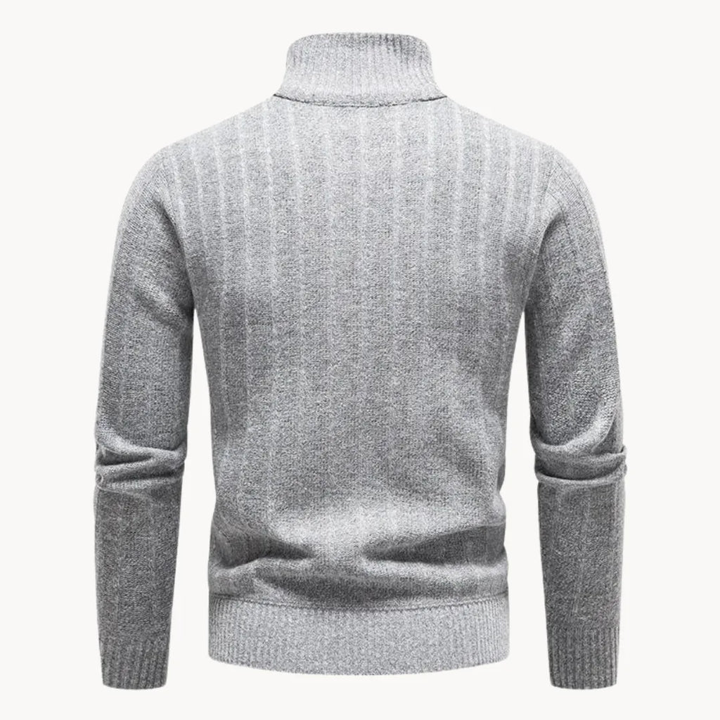 Johan - Men's Slim Fit Sweater with Quarter Zip and High Collar