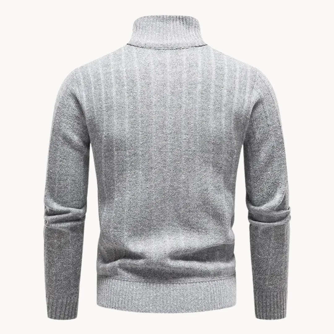 Johan - Men's Slim Fit Sweater with Quarter Zip and High Collar