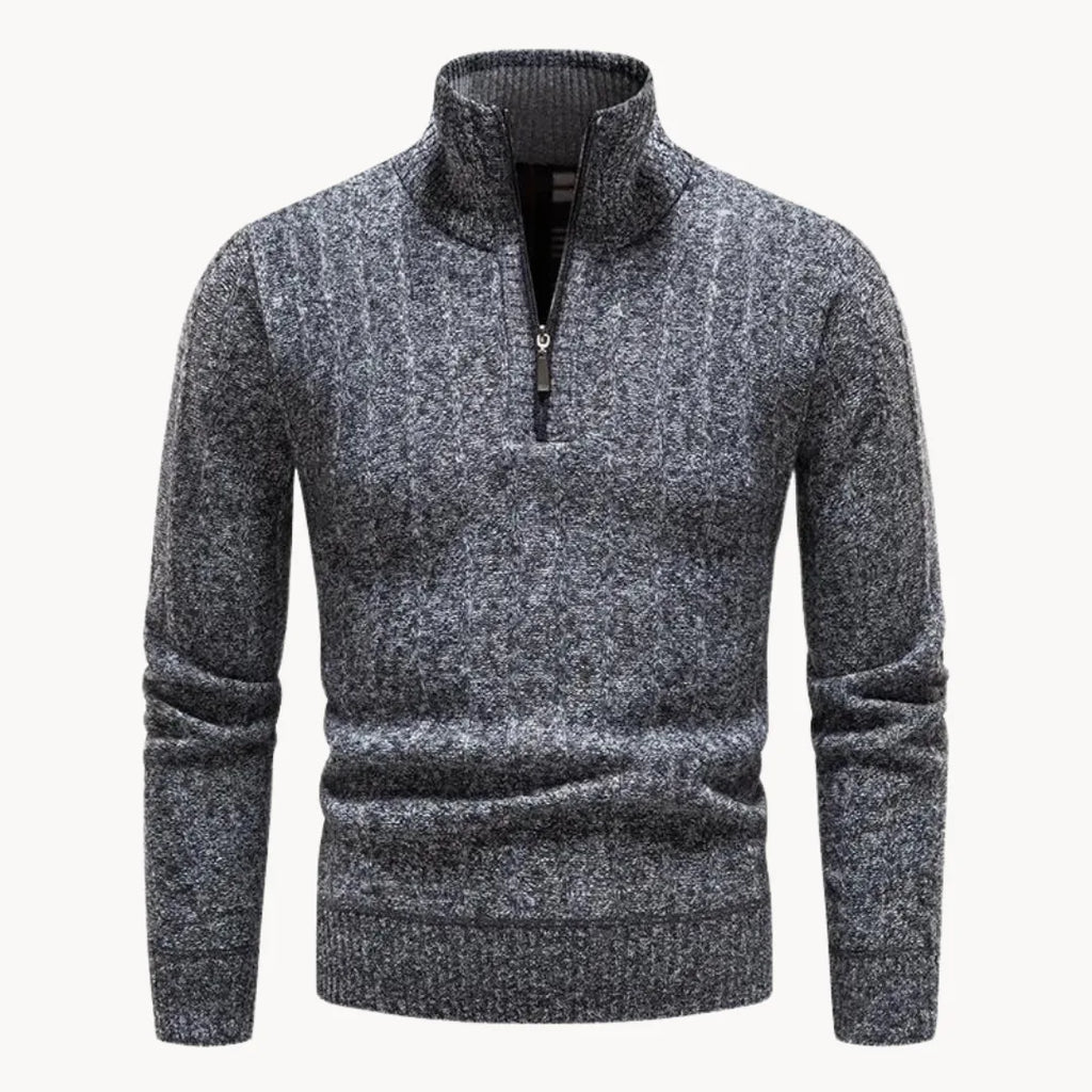 Johan - Men's Slim Fit Sweater with Quarter Zip and High Collar