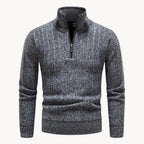 Johan - Men's Slim Fit Sweater with Quarter Zip and High Collar