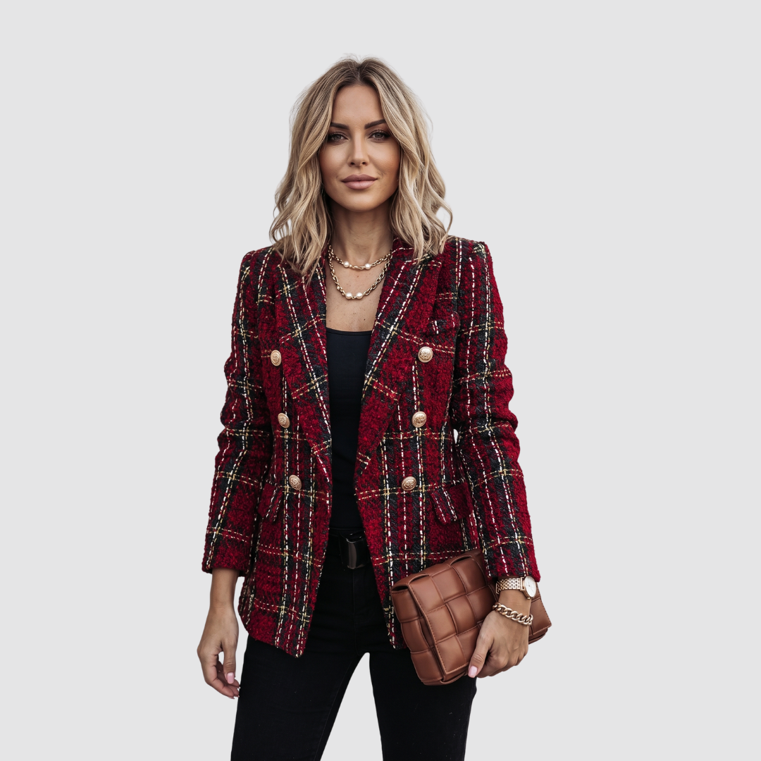 Elcevi | Plaid Blazer Long Sleeve For Women