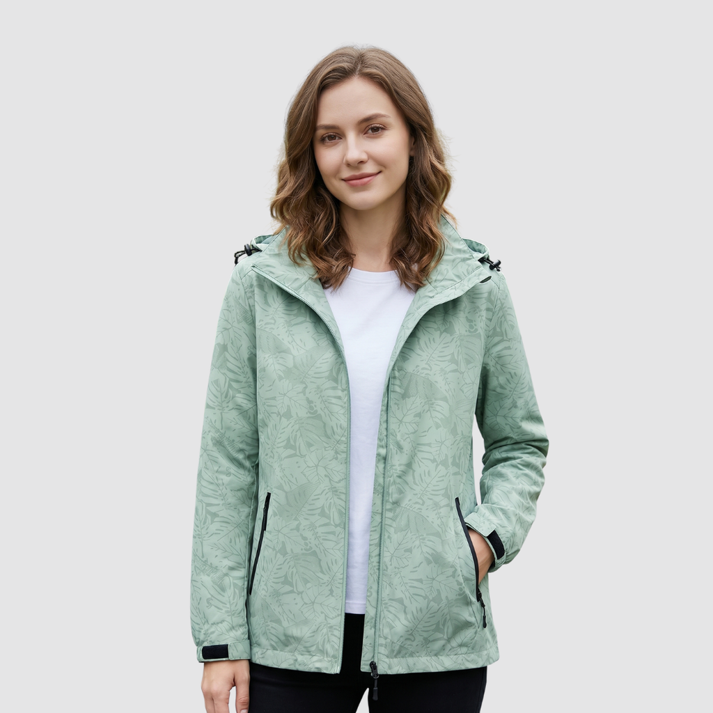 Elcevi |  Hooded Jacket with Zipper Waterproof Lightweight For Women