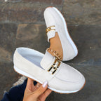 Jenny | Suede Loafers with Gold Accents