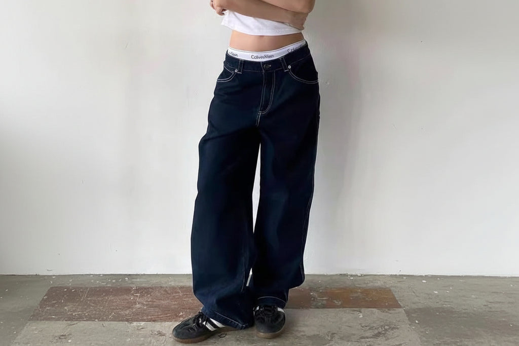 Vintage Boyfriend Jeans with Embroidery Detail on the Back Pocket - Amy