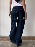 Vintage Boyfriend Jeans with Embroidery Detail on the Back Pocket - Amy