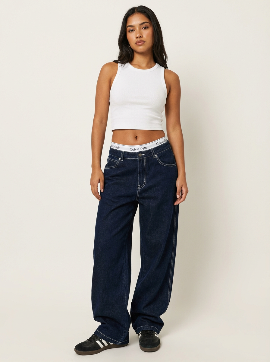 Vintage Boyfriend Jeans with Embroidery Detail on the Back Pocket - Amy