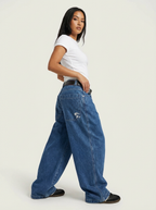 Vintage Boyfriend Jeans with Embroidery Detail on the Back Pocket - Amy