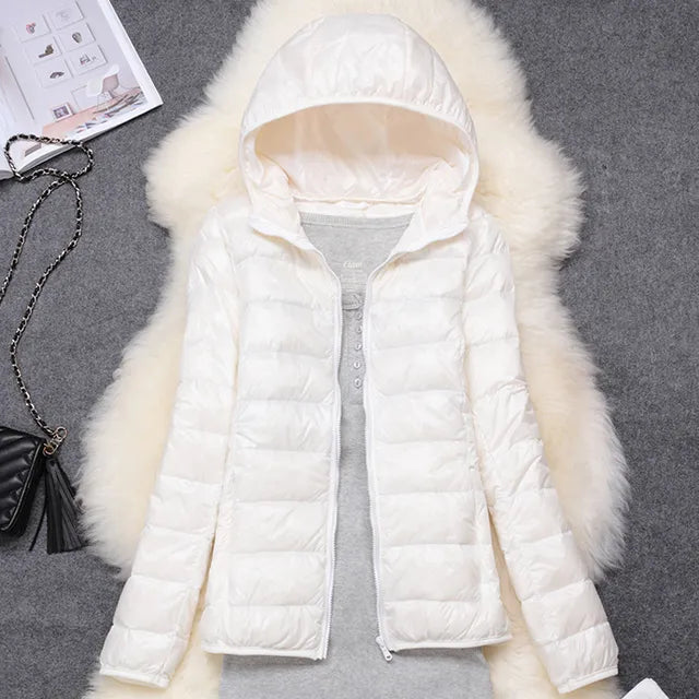 Kim | Down coat hood ultralight packable featherlight warmth winter jacket
