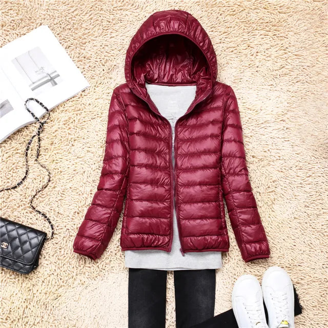Kim | Down coat hood ultralight packable featherlight warmth winter jacket