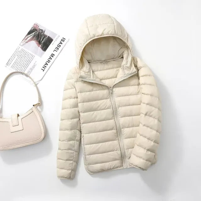 Kim | Down coat hood ultralight packable featherlight warmth winter jacket