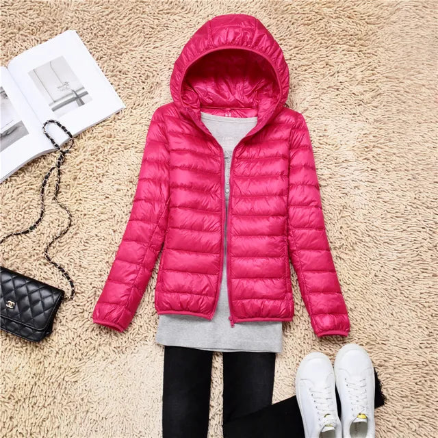 Kim | Down coat hood ultralight packable featherlight warmth winter jacket