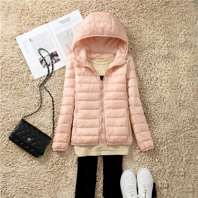 Kim | Down coat hood ultralight packable featherlight warmth winter jacket