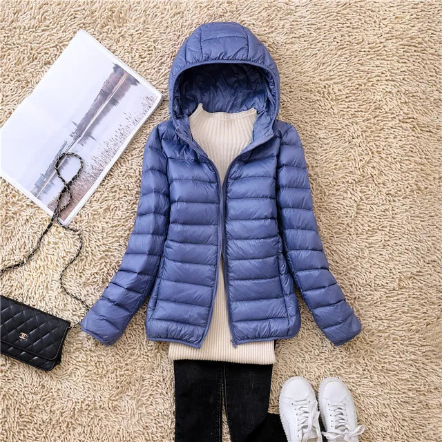 Kim | Down coat hood ultralight packable featherlight warmth winter jacket