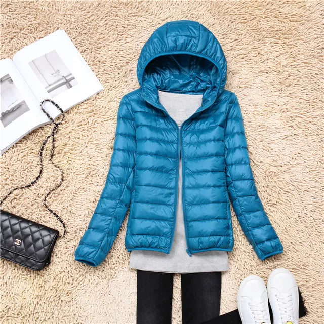 Kim | Down coat hood ultralight packable featherlight warmth winter jacket
