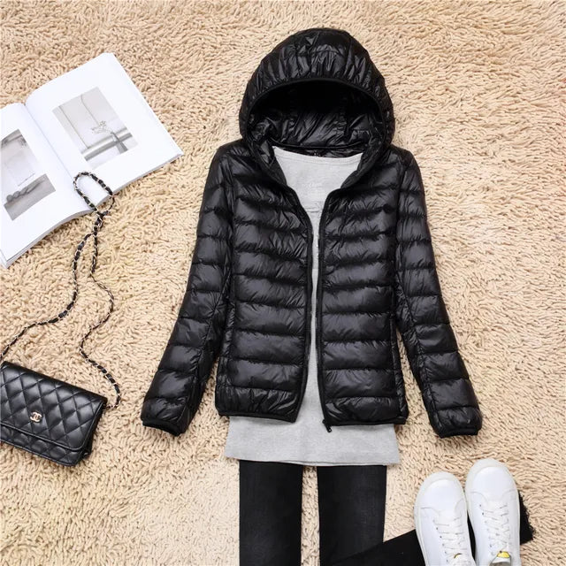 Kim | Down coat hood ultralight packable featherlight warmth winter jacket