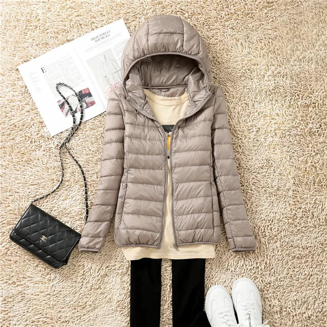 Kim | Down coat hood ultralight packable featherlight warmth winter jacket