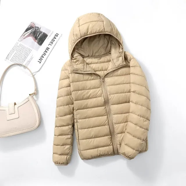 Kim | Down coat hood ultralight packable featherlight warmth winter jacket