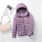 Kim | Down coat hood ultralight packable featherlight warmth winter jacket