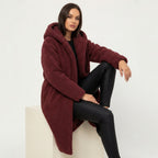 Warm Long Teddy Women's Coat with Luxurious Fleece Lining - Emma