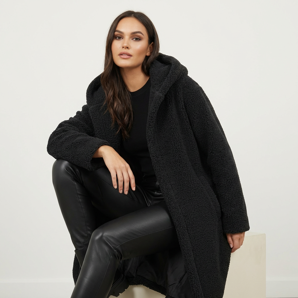 Warm Long Teddy Women's Coat with Luxurious Fleece Lining - Emma