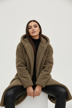 Warm Long Teddy Women's Coat with Luxurious Fleece Lining - Emma