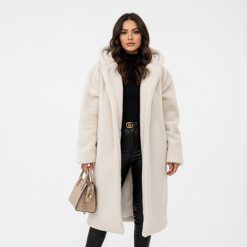 Warm Long Teddy Women's Coat with Luxurious Fleece Lining - Emma