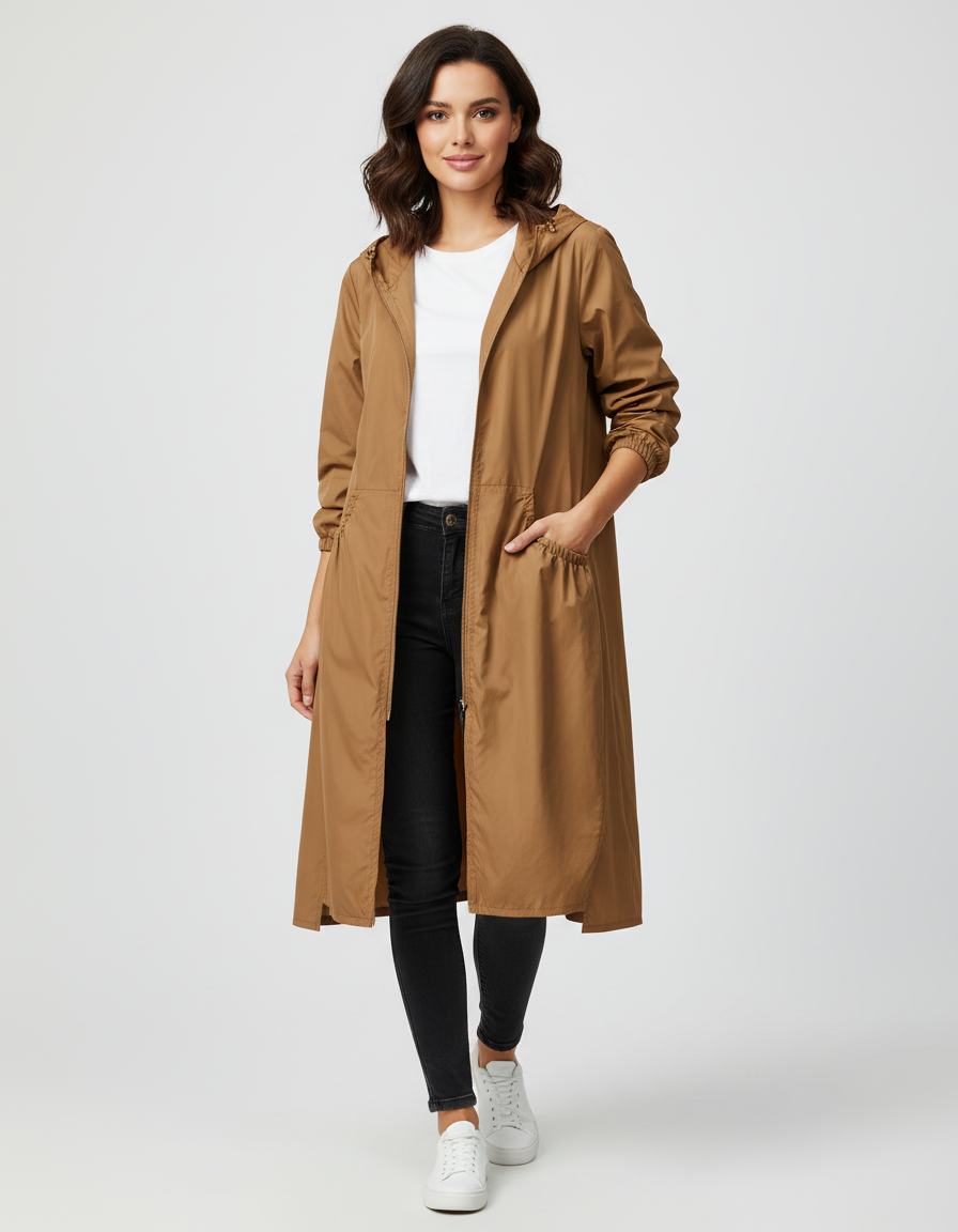 Avy | Women's Long Hooded Rain Jacket
