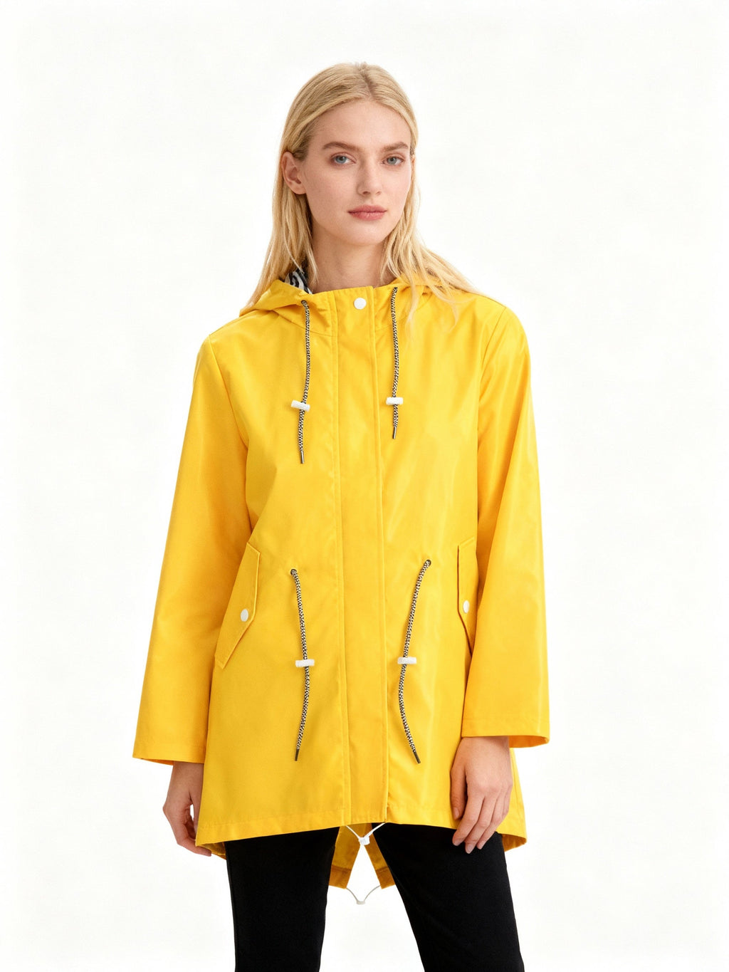Lia | Weatherproof Coat With Hood NCFY-16 Coated Polyester Fiber Blend
