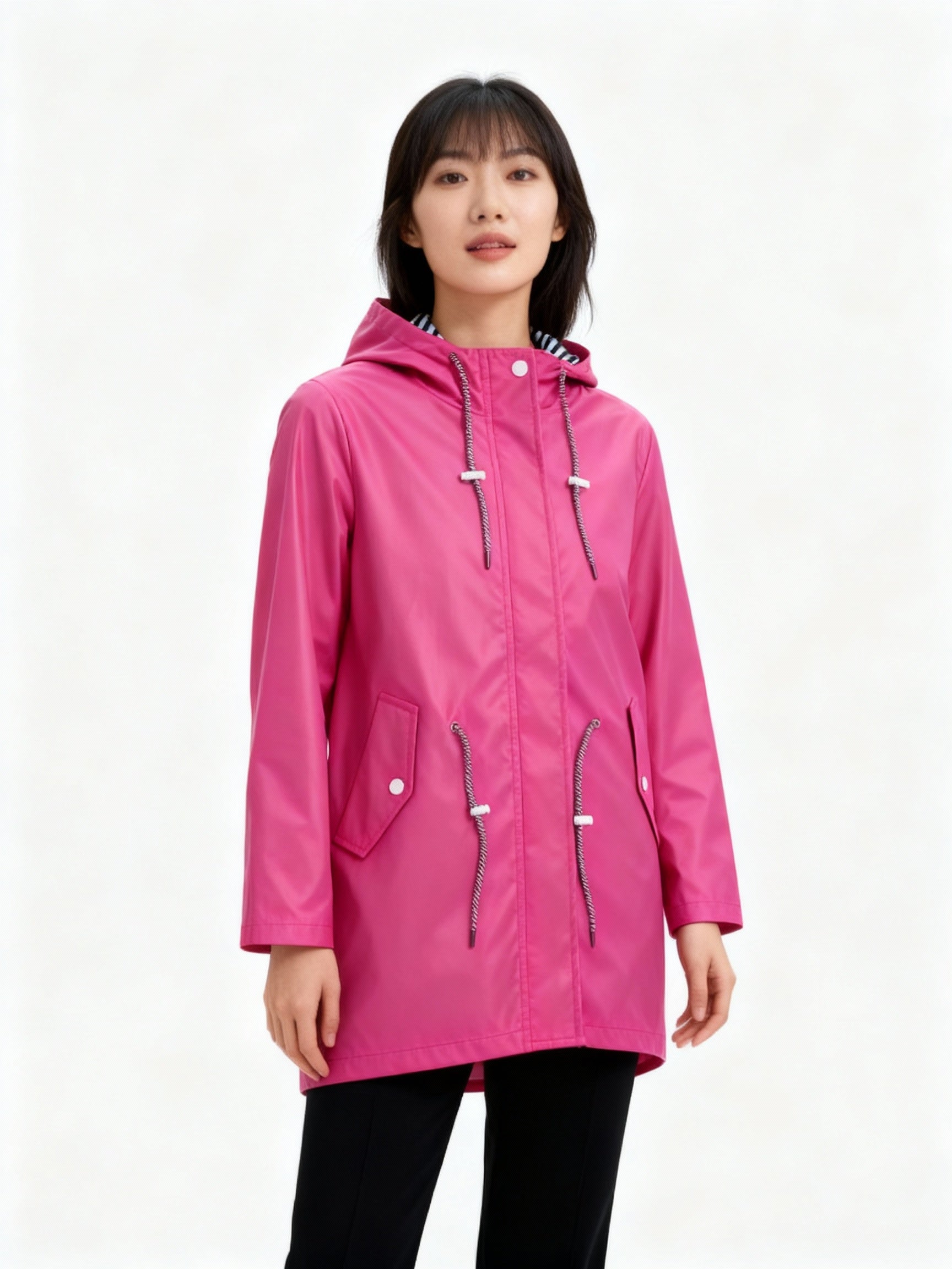 Lia | Weatherproof Coat With Hood NCFY-16 Coated Polyester Fiber Blend