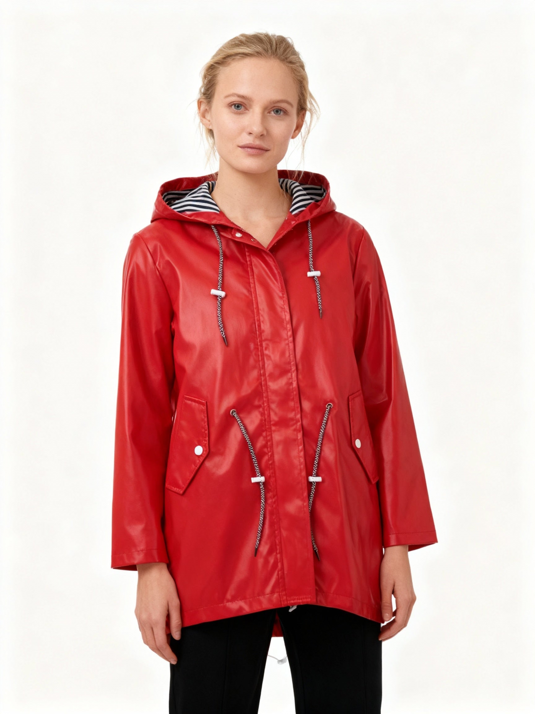 Lia | Weatherproof Coat With Hood NCFY-16 Coated Polyester Fiber Blend