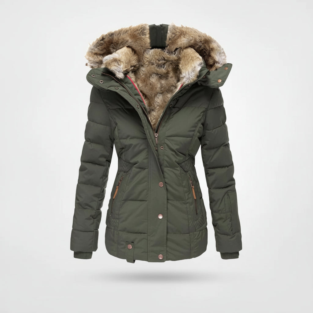 Kim | Winter Jacket With Fleece Lining And Hood Four Pockets