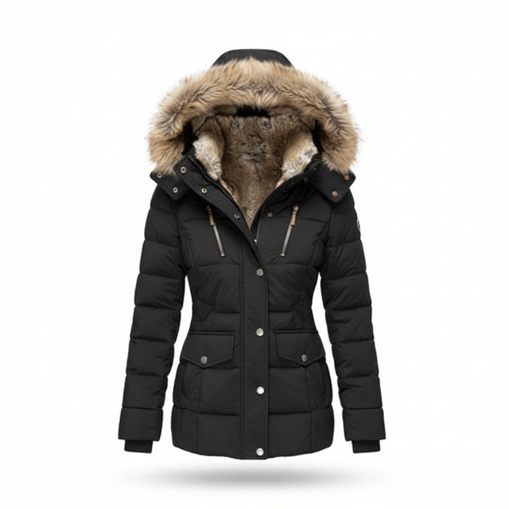 Kim | Winter Jacket With Fleece Lining And Hood Four Pockets