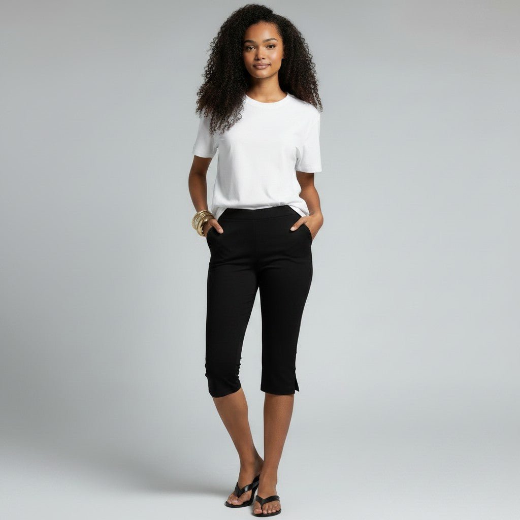 Elcevi | High Waisted Capri Pants with Pockets For Women