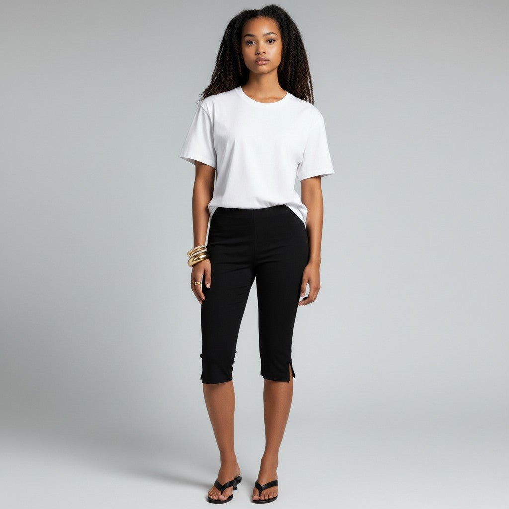 Elcevi | High Waisted Capri Pants with Pockets For Women