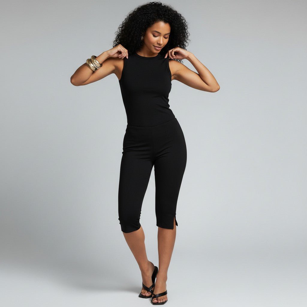 Elcevi | High Waisted Capri Pants with Pockets For Women
