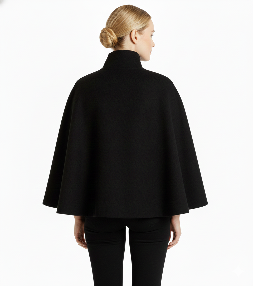 Lia Wool Coat for Women – Elegant High Collar with Removable Belt & Relaxed Fit