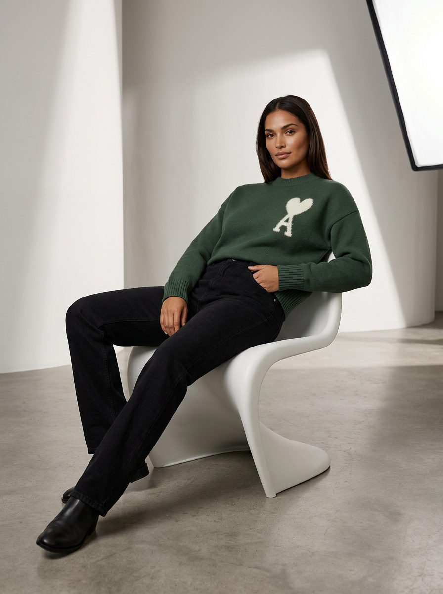 Amber - Soft Heart Knit Sweater for Women