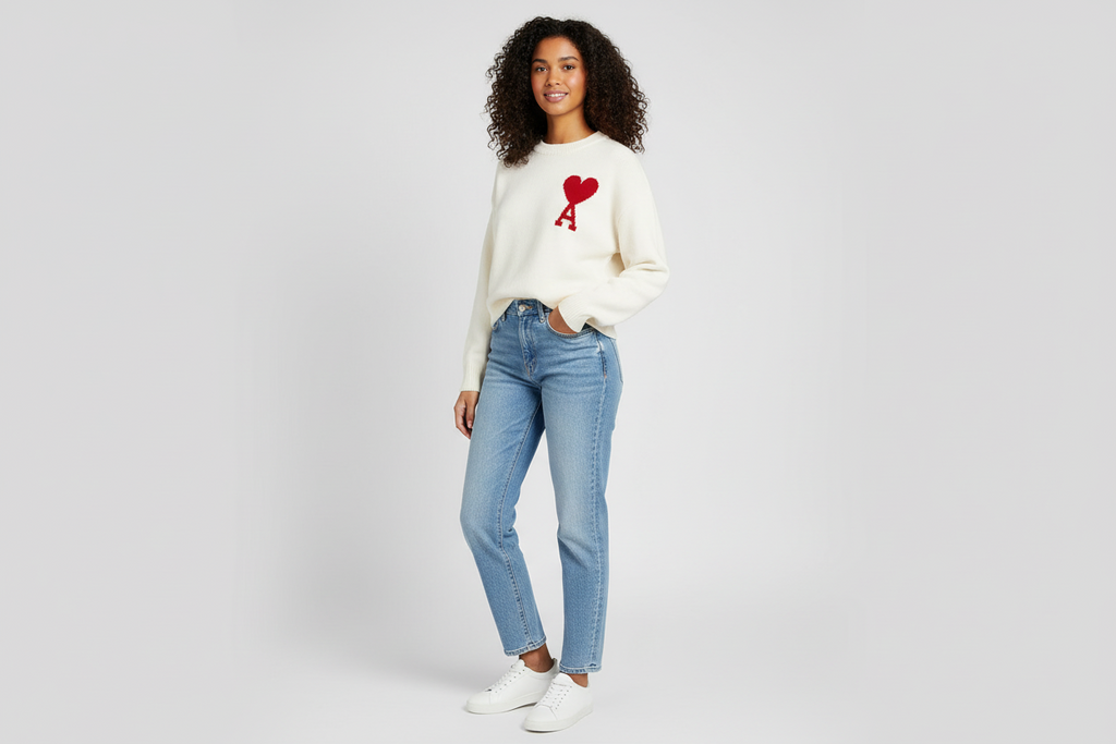 Amber - Soft Heart Knit Sweater for Women